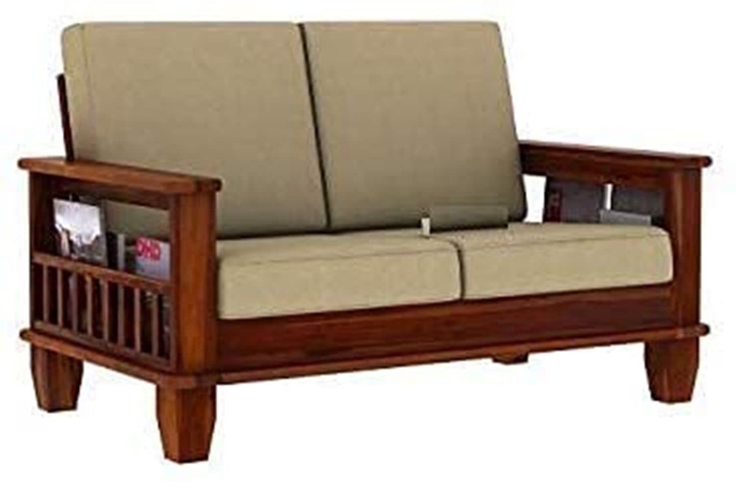 Solid Sheesham Wood 1 Seater Sofa for Bedroom Home, Single Seater Sofa Furniture, Wooden Sofa Couch for Living Room Office and Hall