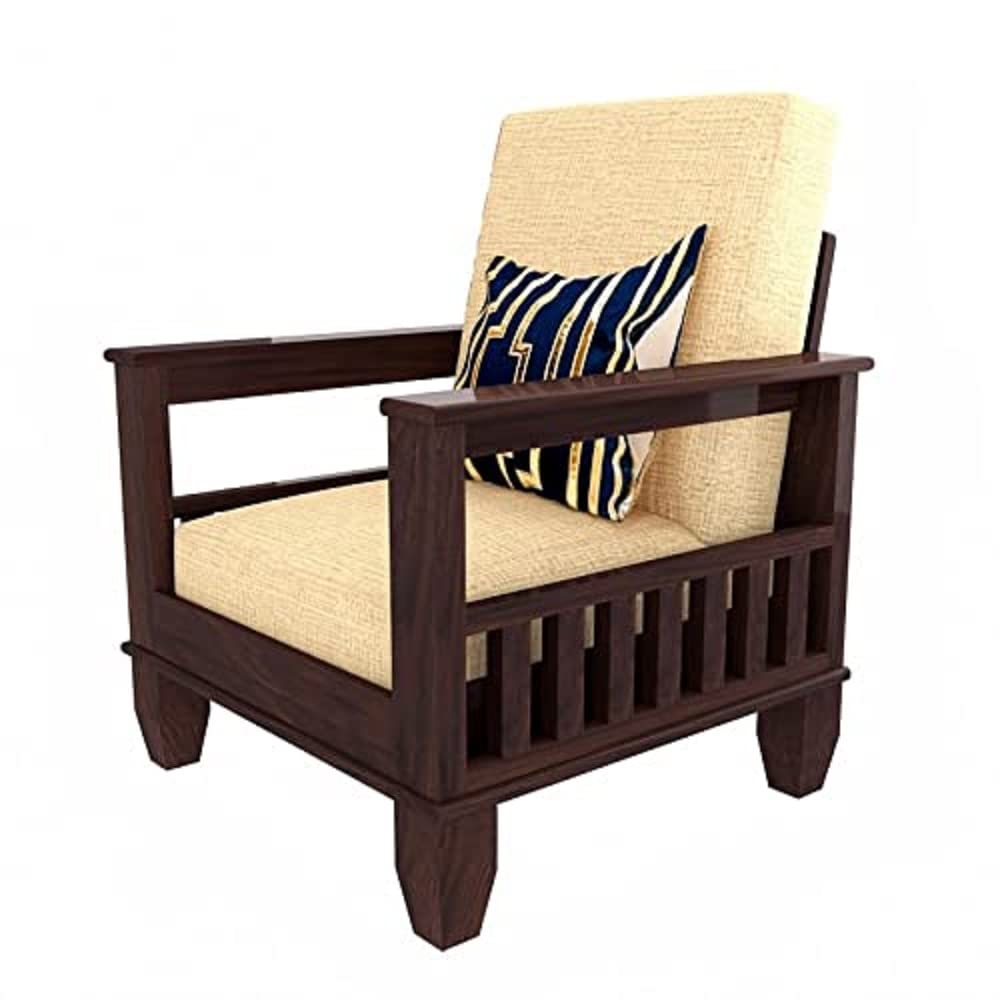Solid Sheesham Wood 1 Seater Sofa for Bedroom Home, Single Seater Sofa Furniture, Wooden Sofa Couch for Living Room Office and Hall