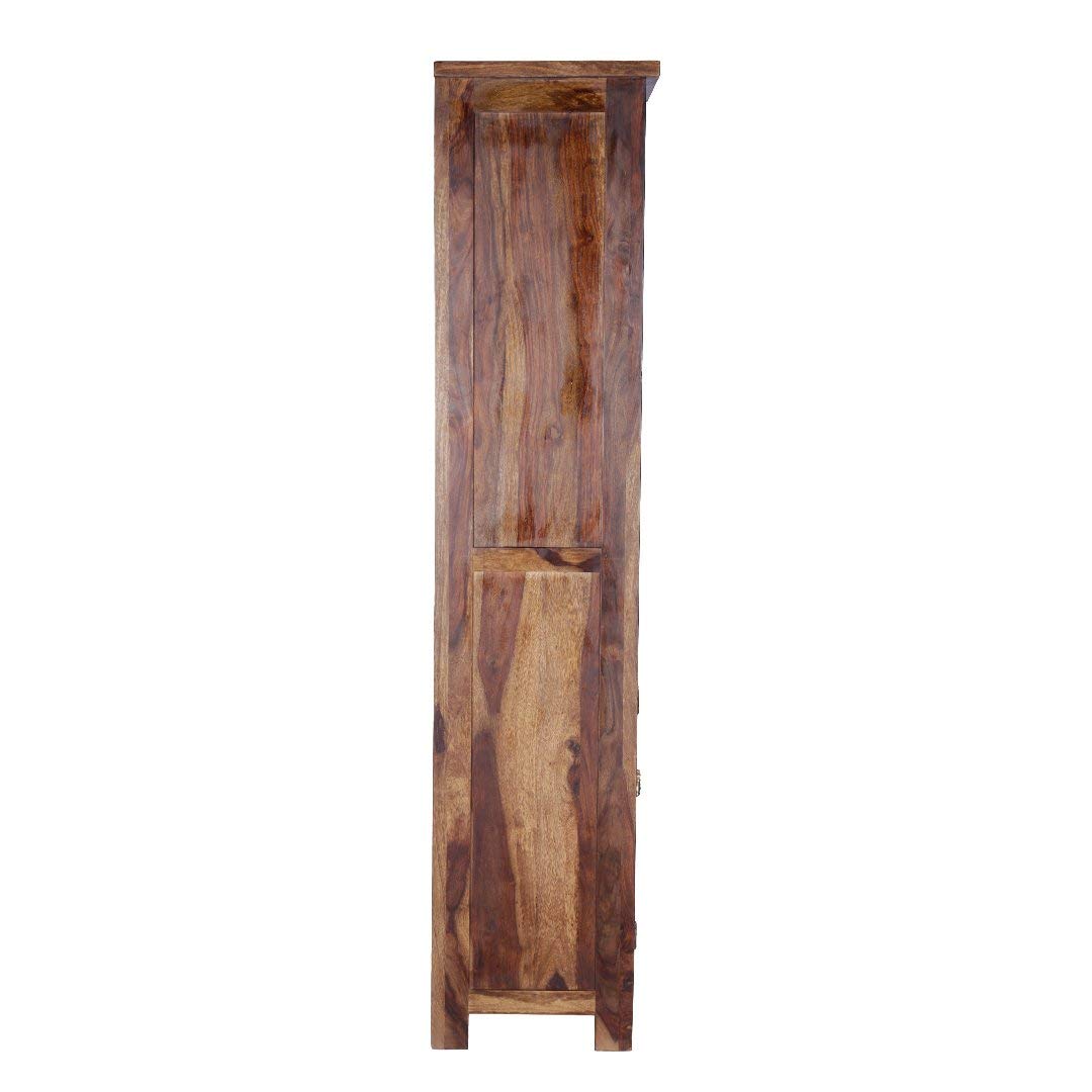 Sheesham Wood Bookshelf with 1 Drawer and Glass Door Storage for Living Room Wooden Display Rack Bookcase Stand Book Shelf Crockery Unit Furniture for Home Library