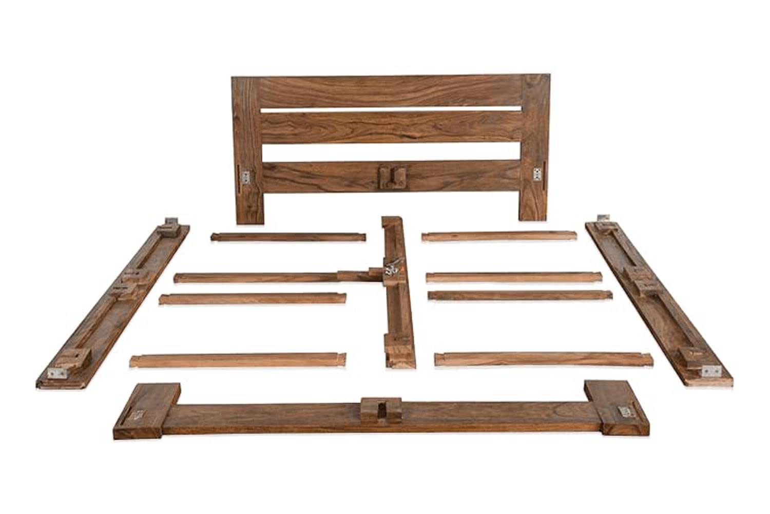 Solid Sheesham Wood Queen Size Double Bed Without Storage Wooden Double Bed Cot Furniture Solid Wood Palang for Bedroom Living Room