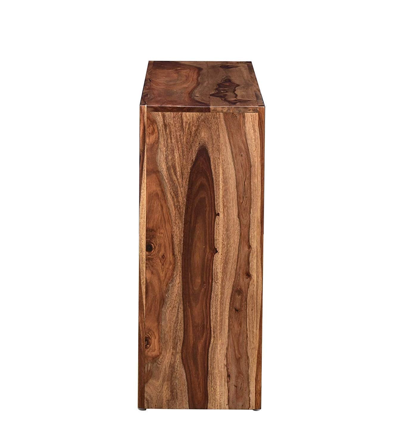 Solid Sheesham Wood Console Table for Living Room Wooden Side Entrance Tables with Open Shelf Storage Workstation Entryway Foyer Table for Home and Office