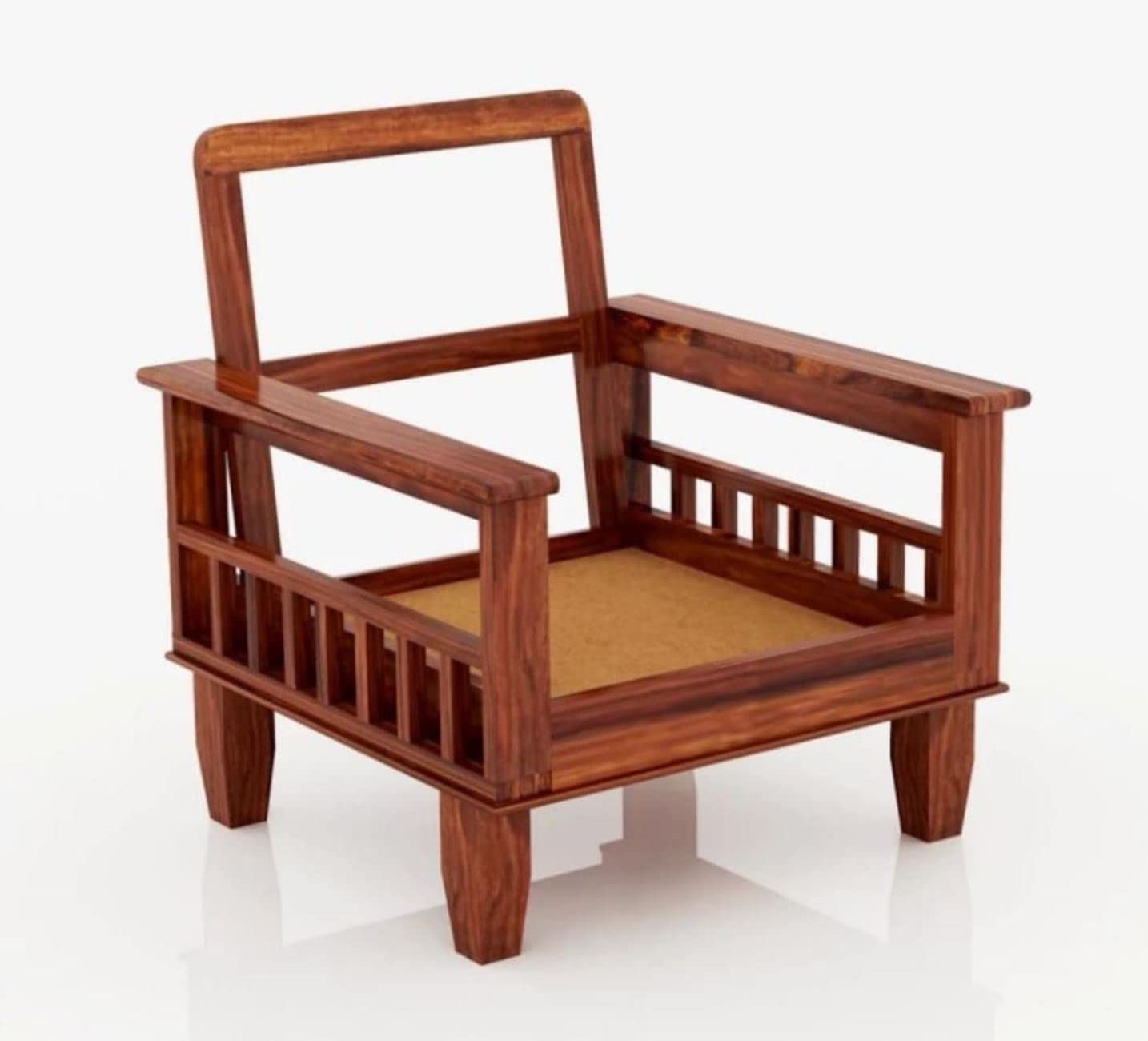 Solid Sheesham Wood 1 Seater Sofa for Bedroom Home, Single Seater Sofa Furniture, Wooden Sofa Couch for Living Room Office and Hall