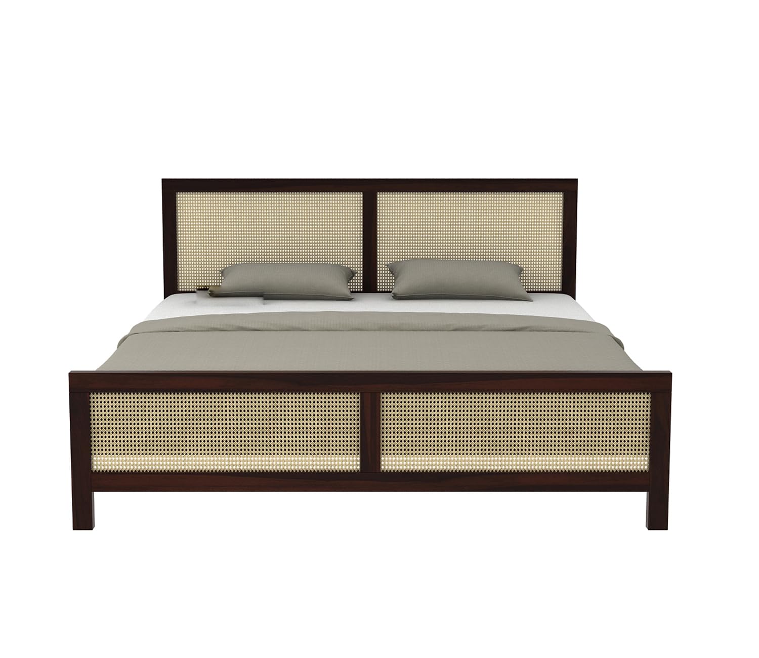 Sheesham Wood Cane King Size Bed Without Storage Solid Wood Cot Palang Double Bed Furniture for Bedroom Living Room