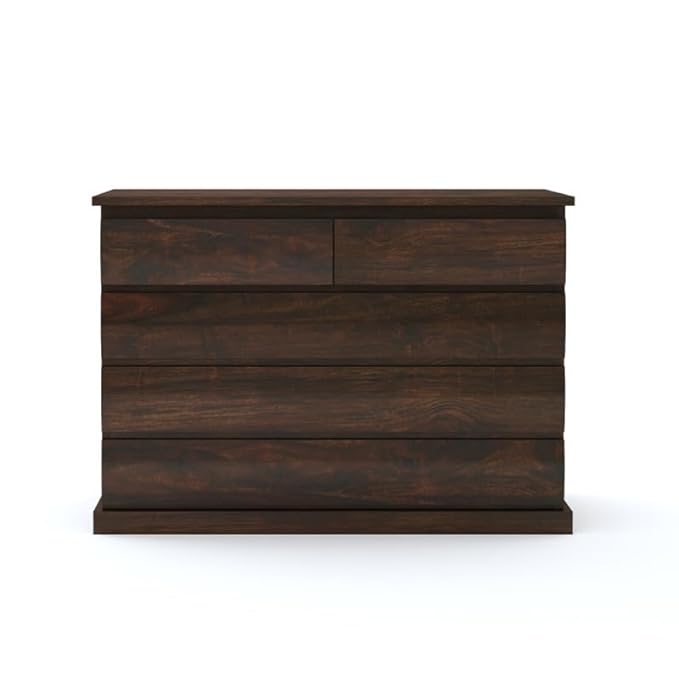 Solid Sheesham Wood Chest of Drawers with 6 Drawer Storage for Living Room Home Wooden Sideboard Cabinet Storage Organizer Unit for Bedroom