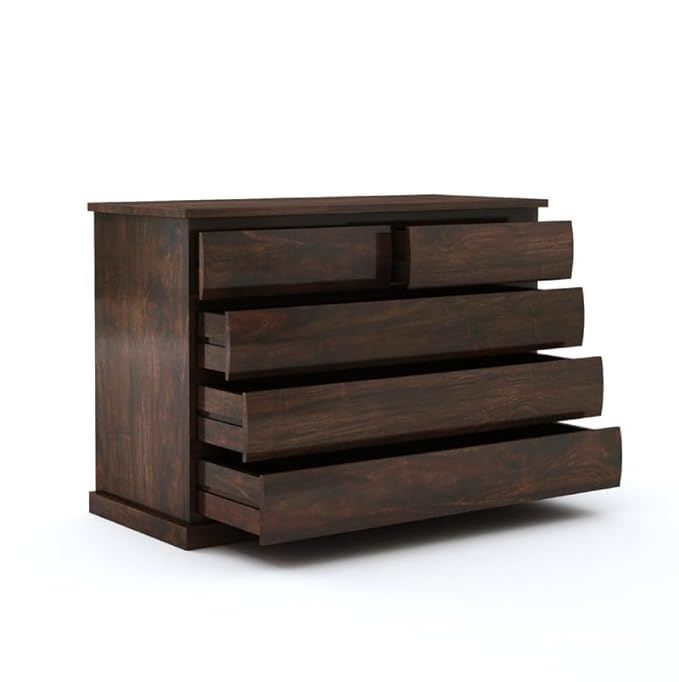 Solid Sheesham Wood Chest of Drawers with 6 Drawer Storage for Living Room Home Wooden Sideboard Cabinet Storage Organizer Unit for Bedroom