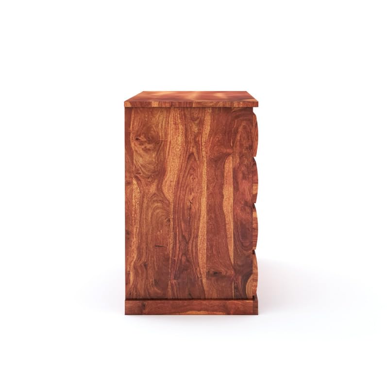 Solid Sheesham Wood Chest of Drawers with 6 Drawer Storage for Living Room Home Wooden Sideboard Cabinet Storage Organizer Unit for Bedroom