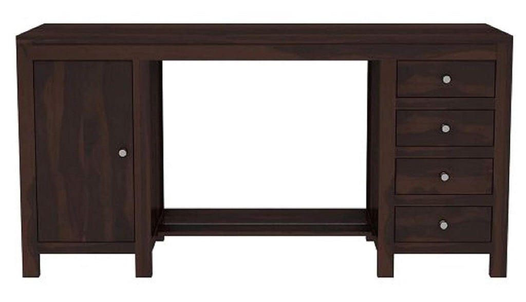 Solid Sheesham Wood Study Table With 4 Drawer and 1 Door Storage for Living Room | Wooden Computer Desktop Laptop, Desk Furniture for Students Work Office Table for Home