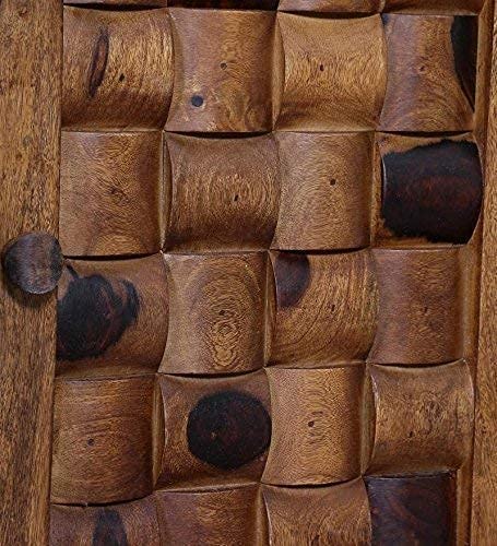 Solid Sheesham Wood Sideboard Cabinet with 3 Drawer and 3 Door Storage for Living Room Home and Office Wooden Floor Standing Cabinet Furniture for Entryway