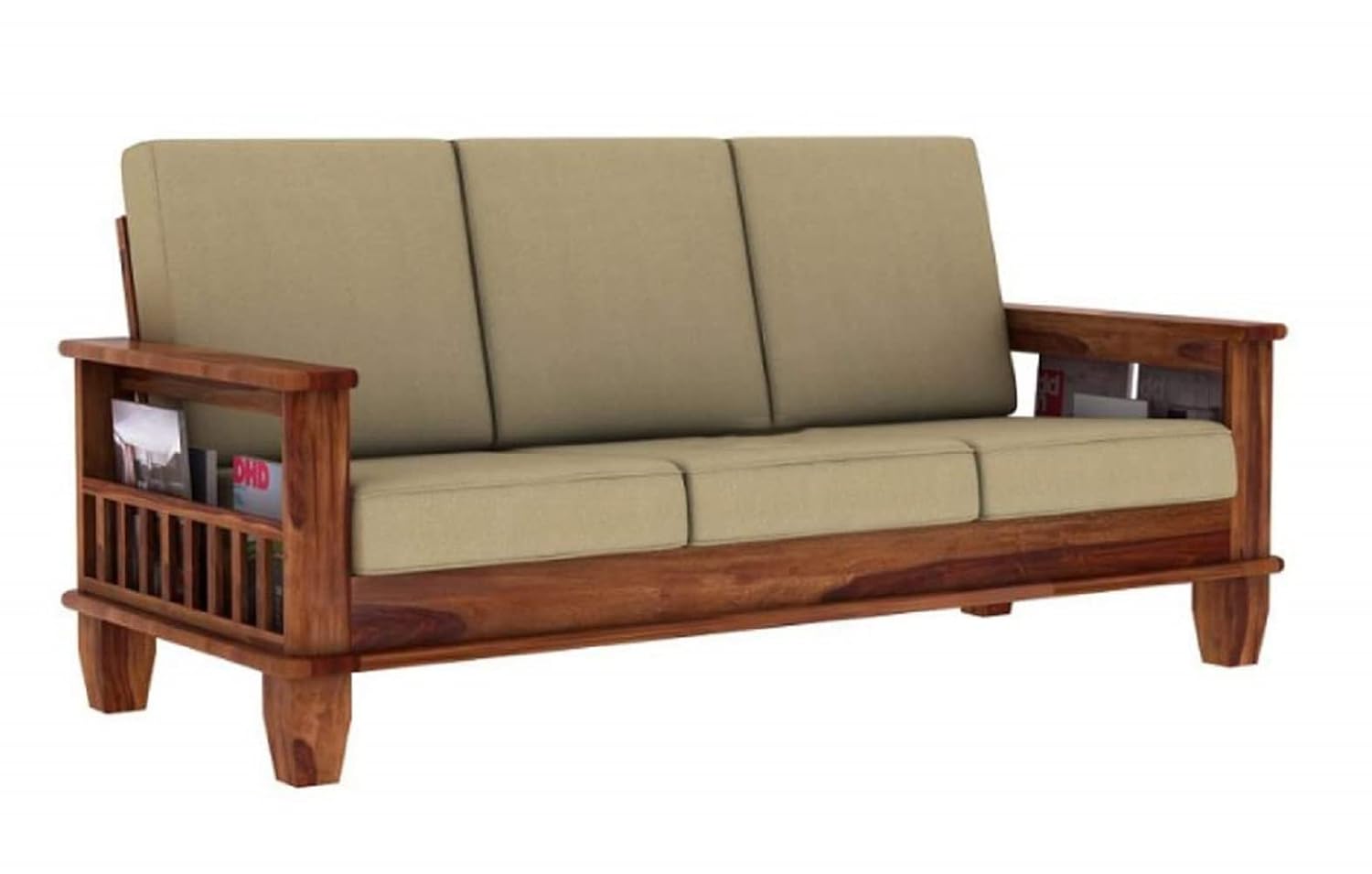 Solid Sheesham Wood 1 Seater Sofa for Bedroom Home, Single Seater Sofa Furniture, Wooden Sofa Couch for Living Room Office and Hall