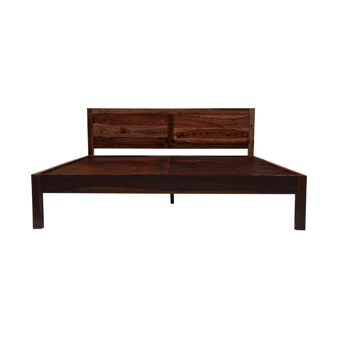 Solid Sheesham Wood Queen Solid Sheesham Wood King Size Bed Without Storage Wooden Double Bed Cot Furniture for Bedroom Living Room Home and HotelSize Bed Without Storage for Bedroom Furniture Wooden Double Bed Cot Palang for Living Room Home and Hotels