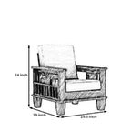 Solid Sheesham Wood 1 Seater Sofa for Bedroom Home, Single Seater Sofa Furniture, Wooden Sofa Couch for Living Room Office and Hall
