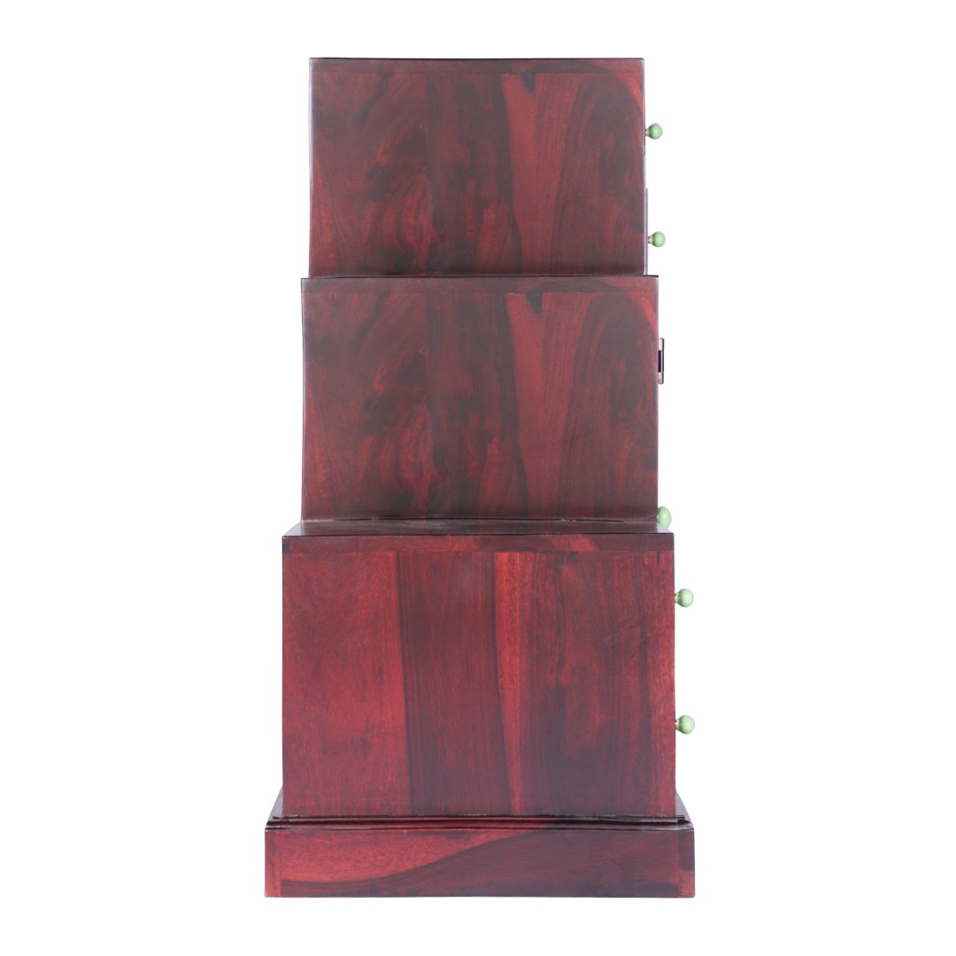 Solid Sheesham Wood Step Multipurpose Storage Cabinet 4 Drawer and 2 Shutter Design Doors for Living Room Wooden Shoe Rack Cabinet Footwear Stand Organizer Furniture