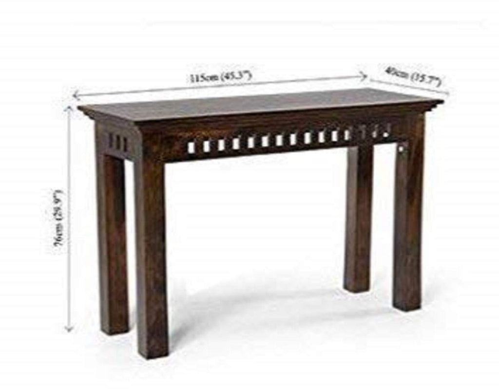 Solid Sheesham Wood Console Table for Living Room Wooden Side Entrance Tables with Open Shelf Storage Workstation Entryway Foyer Table for Home and Office