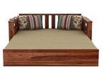 Solid Sheesham Wood 3 Seater Italian Sofa Cum Bed with Side Pockets for Living Room Wooden Sofa Furniture for Home