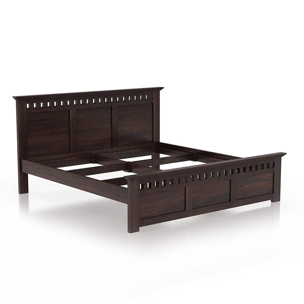 Solid Sheesham Wood Queen Size Bed Without Storage for Bedroom Furniture Wooden Double Bed Cot Palang for Living Room Home and Hotels
