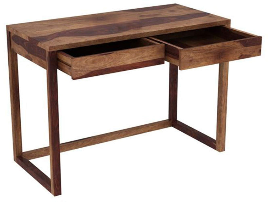 Solid Sheesham Wood Study Table with 2 Drawer Storage for Living Room | Wooden Computer Desktop Laptop Desk Furniture for Students Workstation Office Table for Home