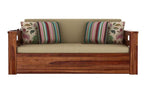 Solid Sheesham Wood 3 Seater Italian Sofa Cum Bed with Side Pockets for Living Room Wooden Sofa Furniture for Home