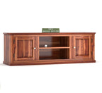 Solid Sheesham Wood TV Cabinet with 2 Door and 2 Open Shelves Storage for Living Room Kitchen Wooden Entertainment TV Unit Center Console TV Stand for Bedroom