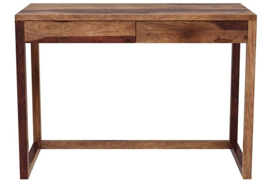 Solid Sheesham Wood Study Table with 2 Drawer Storage for Living Room | Wooden Computer Desktop Laptop Desk Furniture for Students Workstation Office Table for Home