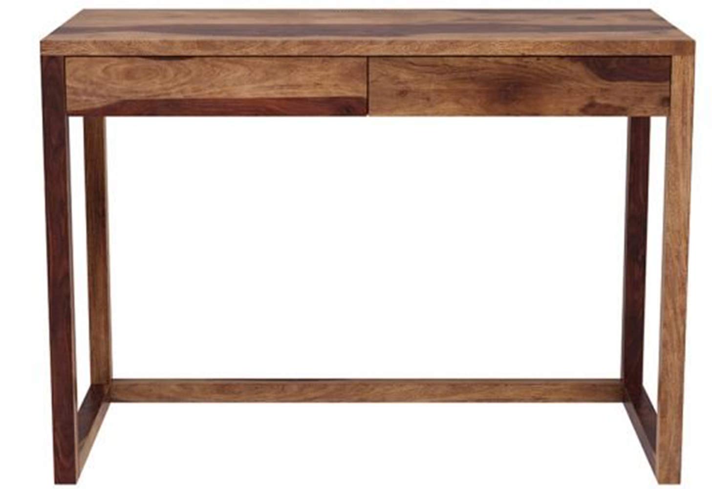 Solid Sheesham Wood Study Table with 2 Drawer Storage for Living Room | Wooden Computer Desktop Laptop Desk Furniture for Students Workstation Office Table for Home