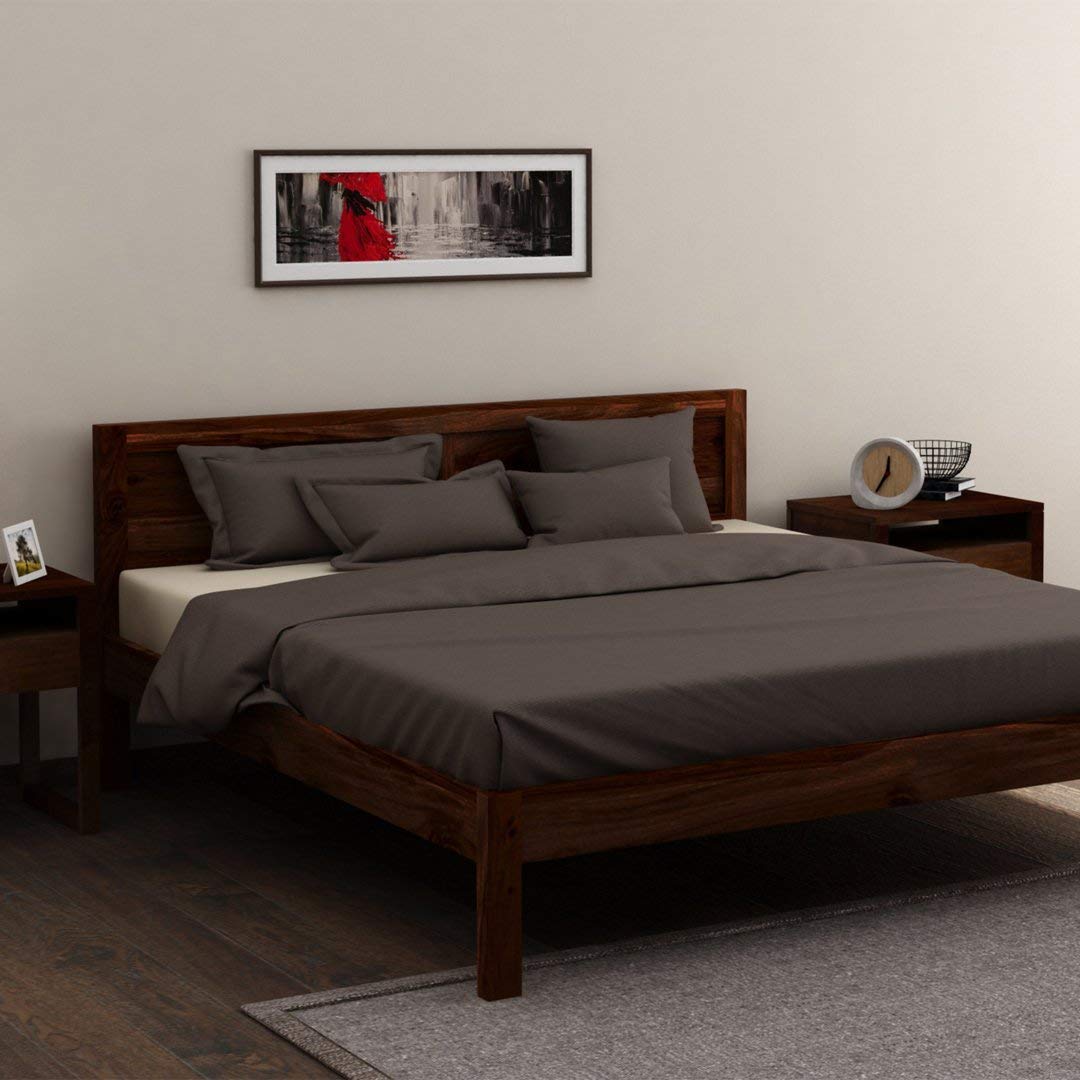 Solid Sheesham Wood Queen Solid Sheesham Wood King Size Bed Without Storage Wooden Double Bed Cot Furniture for Bedroom Living Room Home and HotelSize Bed Without Storage for Bedroom Furniture Wooden Double Bed Cot Palang for Living Room Home and Hotels