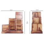 Solid Sheesham Wood Step Multipurpose Storage Cabinet 4 Drawer and 2 Shutter Design Doors for Living Room Wooden Shoe Rack Cabinet Footwear Stand Organizer Furniture