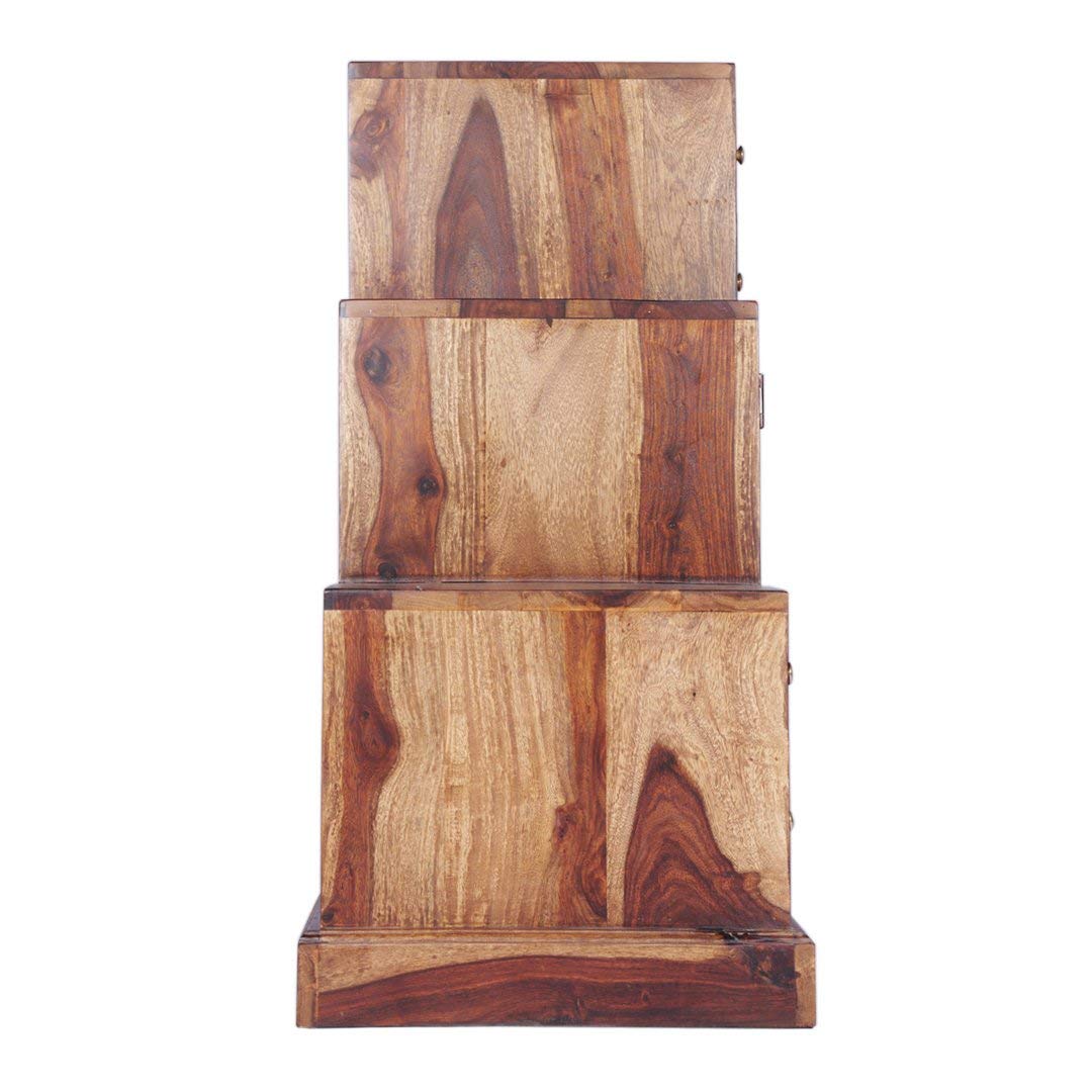 Solid Sheesham Wood Step Multipurpose Storage Cabinet 4 Drawer and 2 Shutter Design Doors for Living Room Wooden Shoe Rack Cabinet Footwear Stand Organizer Furniture