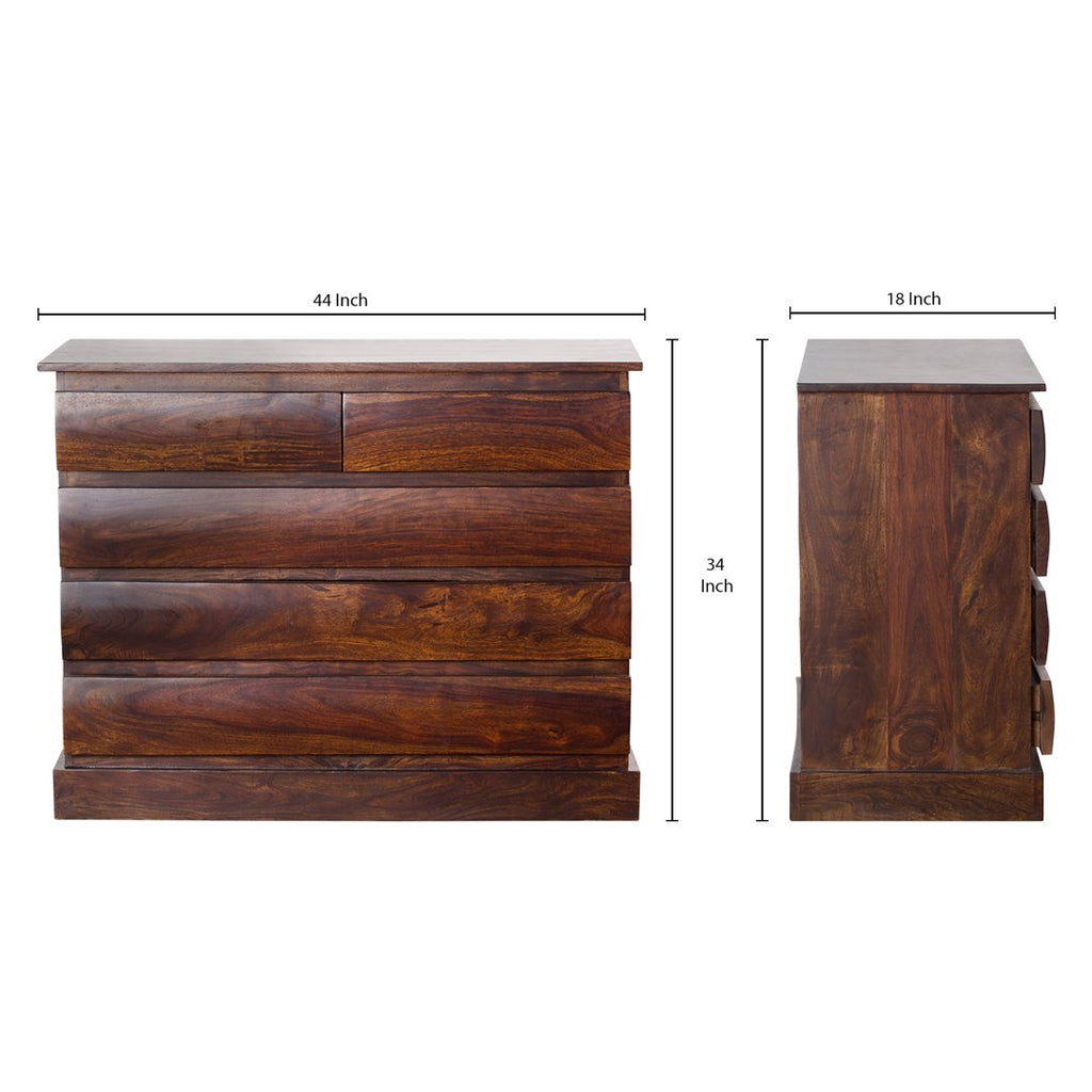 Solid Sheesham Wood Chest of Drawers with 6 Drawer Storage for Living Room Home Wooden Sideboard Cabinet Storage Organizer Unit for Bedroom