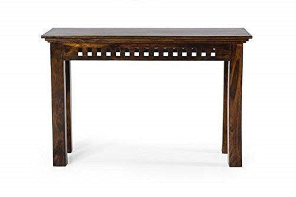 Solid Sheesham Wood Console Table for Living Room Wooden Side Entrance Tables with Open Shelf Storage Workstation Entryway Foyer Table for Home and Office