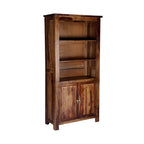 Sheesham Wood Bookshelf with 1 Drawer and Glass Door Storage for Living Room Wooden Display Rack Bookcase Stand Book Shelf Crockery Unit Furniture for Home Library