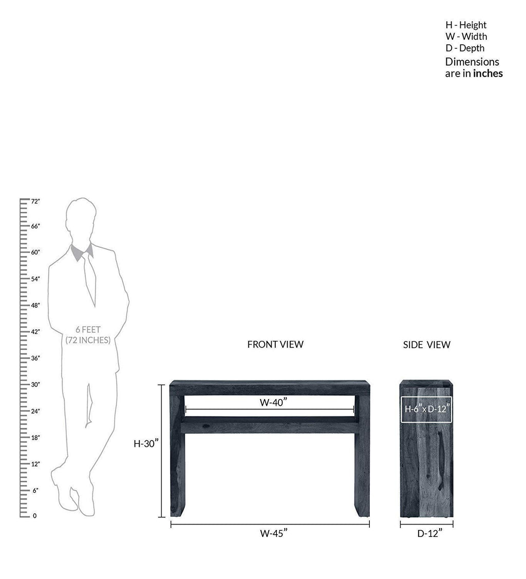 Solid Sheesham Wood Console Table for Living Room Wooden Side Entrance Tables with Open Shelf Storage Workstation Entryway Foyer Table for Home and Office