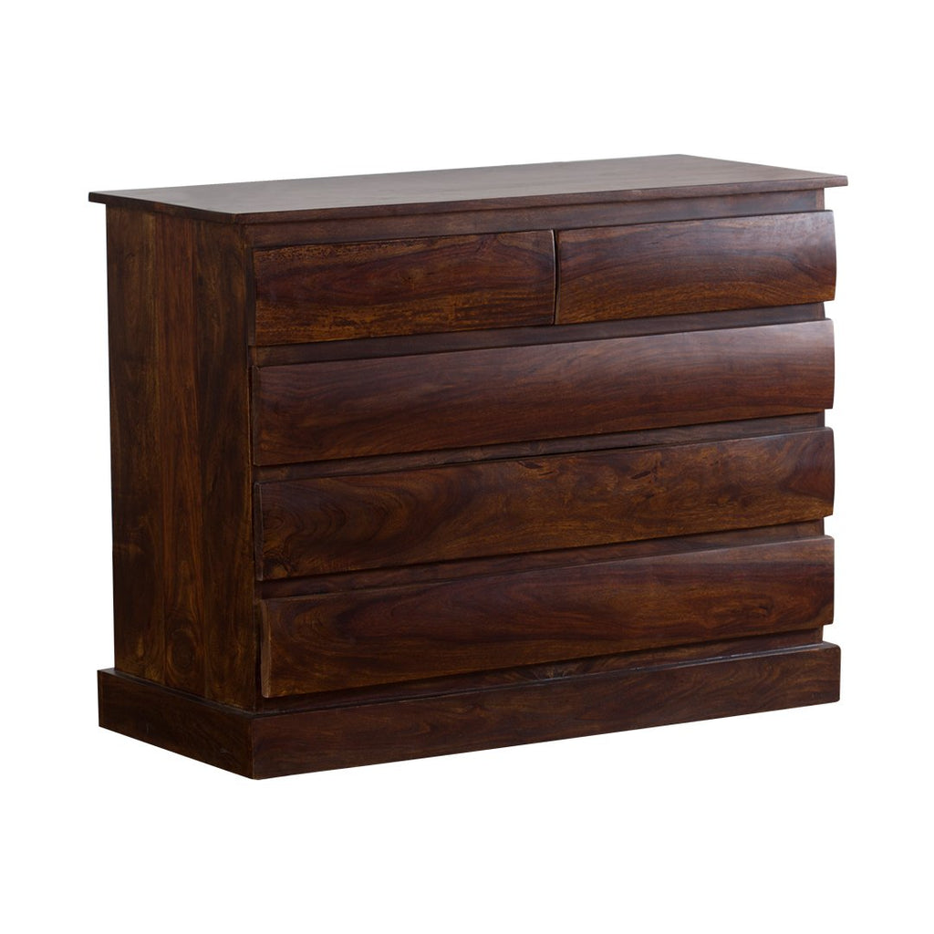 Solid Sheesham Wood Chest of Drawers with 6 Drawer Storage for Living Room Home Wooden Sideboard Cabinet Storage Organizer Unit for Bedroom
