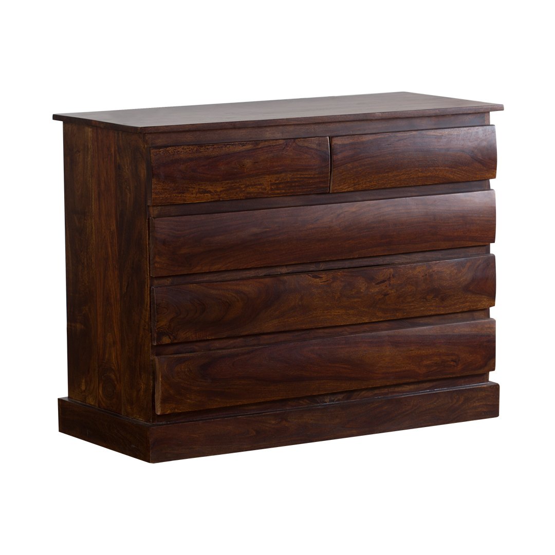 Solid Sheesham Wood Chest of Drawers with 6 Drawer Storage for Living Room Home Wooden Sideboard Cabinet Storage Organizer Unit for Bedroom