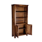 Sheesham Wood Bookshelf with 1 Drawer and Glass Door Storage for Living Room Wooden Display Rack Bookcase Stand Book Shelf Crockery Unit Furniture for Home Library