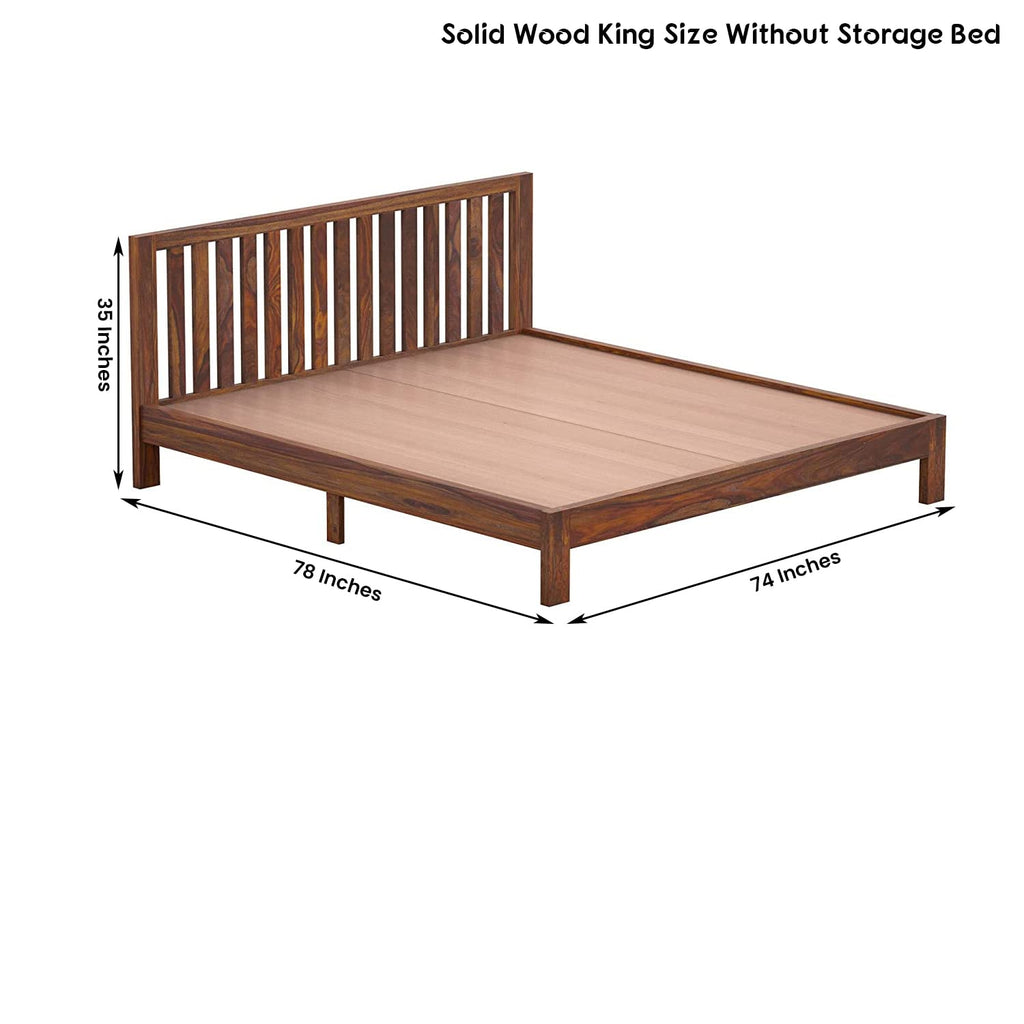Solid Sheesham Wood Queen Solid Sheesham Wood King Size Bed Without Storage Wooden Double Bed Cot Furniture for Bedroom Living Room Home and HotelSize Bed Without Storage for Bedroom Furniture Wooden Double Bed Cot Palang for Living Room Home and Hotels