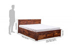 Solid Sheesham Wood King Size Bed with Frount Drawer Storage for Bedroom Furniture Wooden Double Bed Cot Palang for Living Room, Home, and Hotels