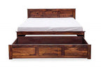 Solid Sheesham Wood King Size Bed with Frount Drawer Storage for Bedroom Furniture Wooden Double Bed Cot Palang for Living Room, Home, and Hotels