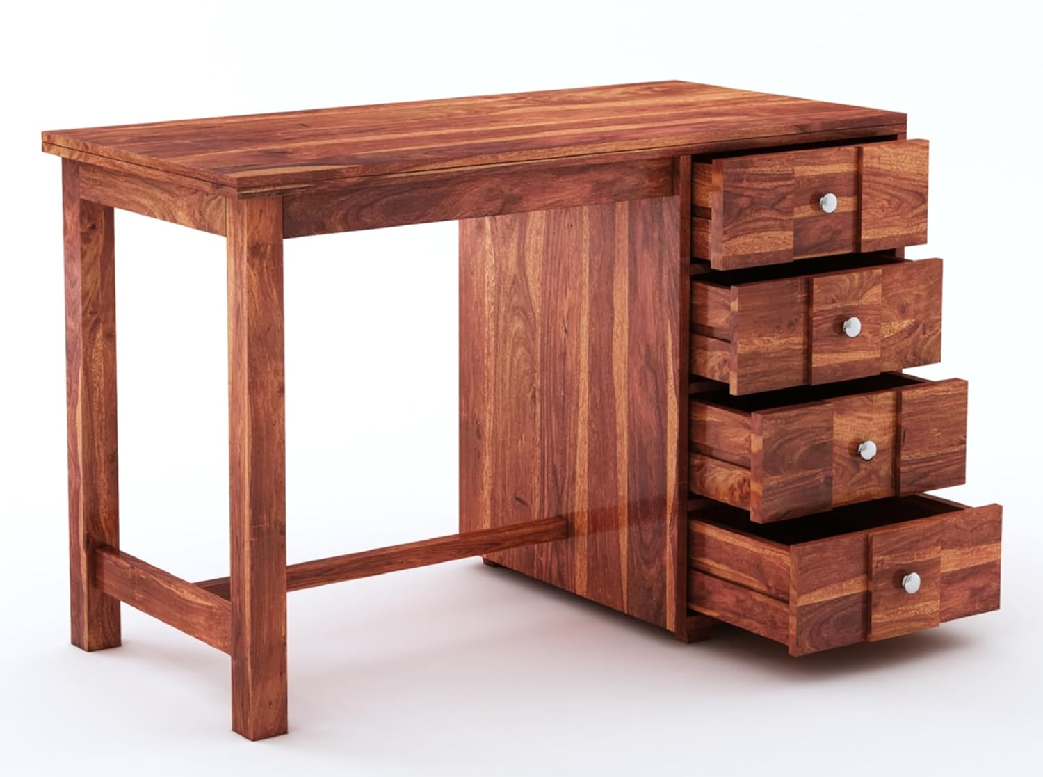 Solid Sheesham Wood Study Table with 4 Drawer Storage for Living Room | Wooden Computer Desktop Laptop, Desk Furniture for Students Workstation Office Table for Home