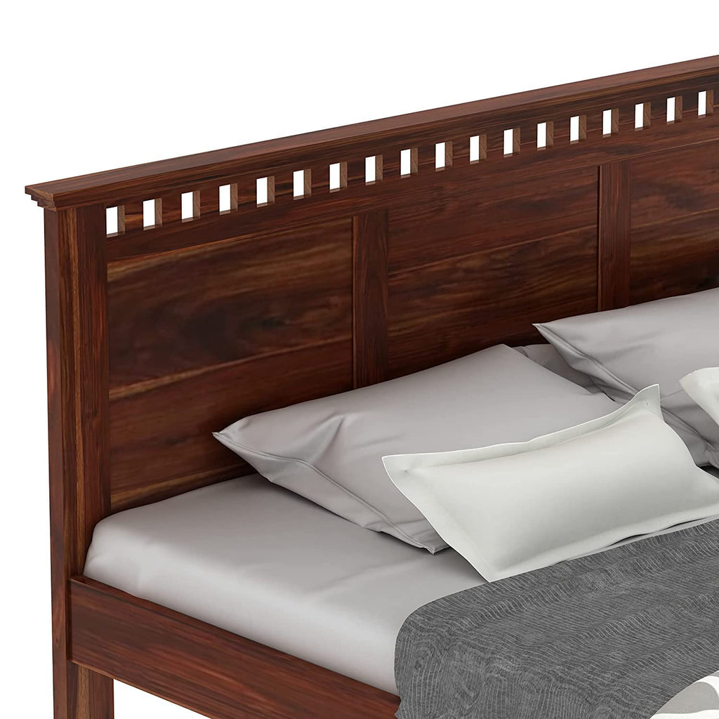 Solid Sheesham Wood Queen Size Bed Without Storage for Bedroom Furniture Wooden Double Bed Cot Palang for Living Room Home and Hotels