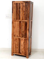 Sheesham Wood Bookshelf with 1 Drawer and Glass Door Storage for Living Room Wooden Display Rack Bookcase Stand Book Shelf Crockery Unit Furniture for Home Library