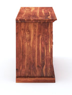 Solid Sheesham Wood TV Cabinet with 2 Door and 2 Open Shelves Storage for Living Room Kitchen Wooden Entertainment TV Unit Center Console TV Stand for Bedroom