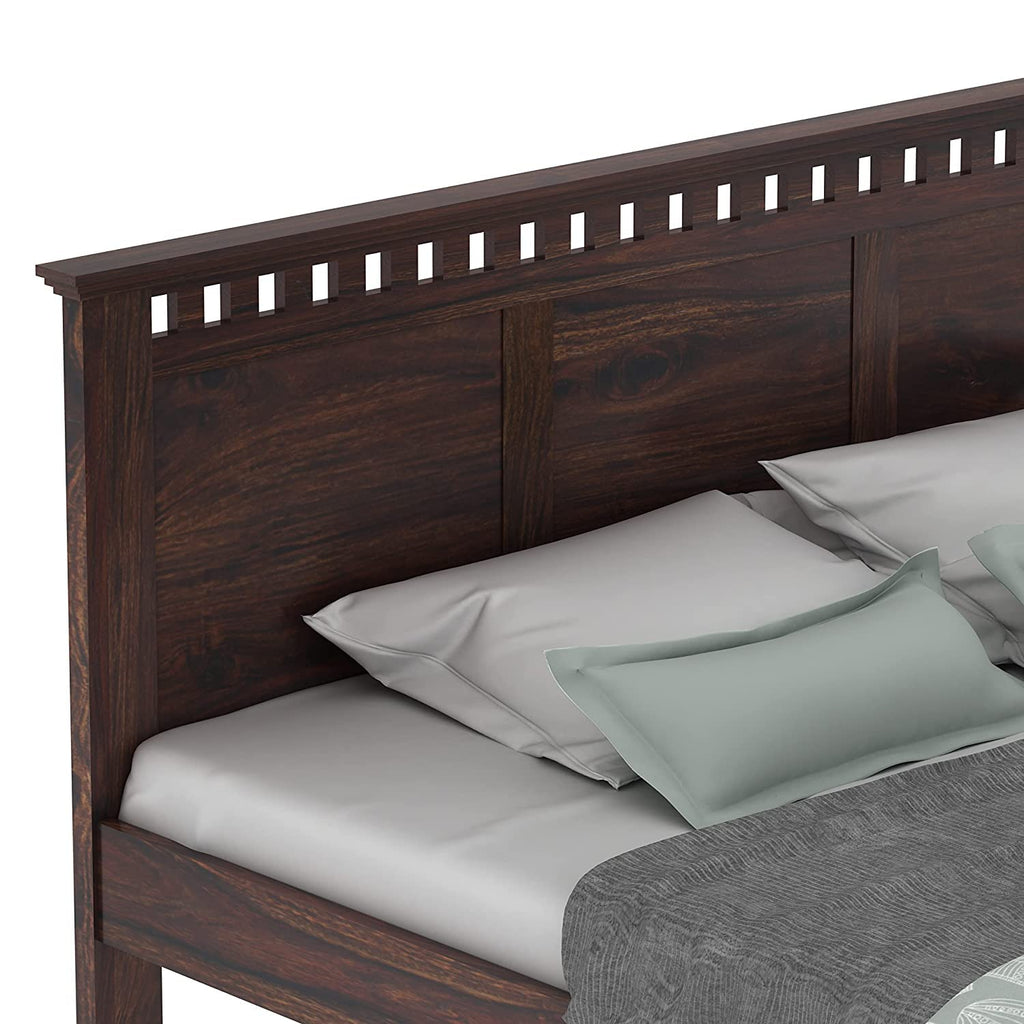 Solid Sheesham Wood Queen Size Bed Without Storage for Bedroom Furniture Wooden Double Bed Cot Palang for Living Room Home and Hotels