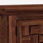 Solid Sheesham Wood TV Cabinet with 2 Door and 2 Open Shelves Storage for Living Room Wooden Entertainment TV Unit Center Console TV Stand for Bedroom, Home