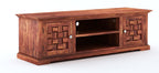 Solid Sheesham Wood TV Cabinet with 2 Door and 2 Open Shelves Storage for Living Room Kitchen Wooden Entertainment TV Unit Center Console TV Stand for Bedroom