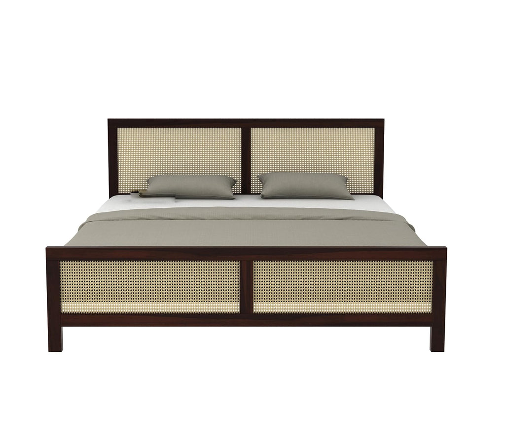 Sheesham Wood Cane King Size Bed Without Storage Solid Wood Cot Palang Double Bed Furniture for Bedroom Living Room