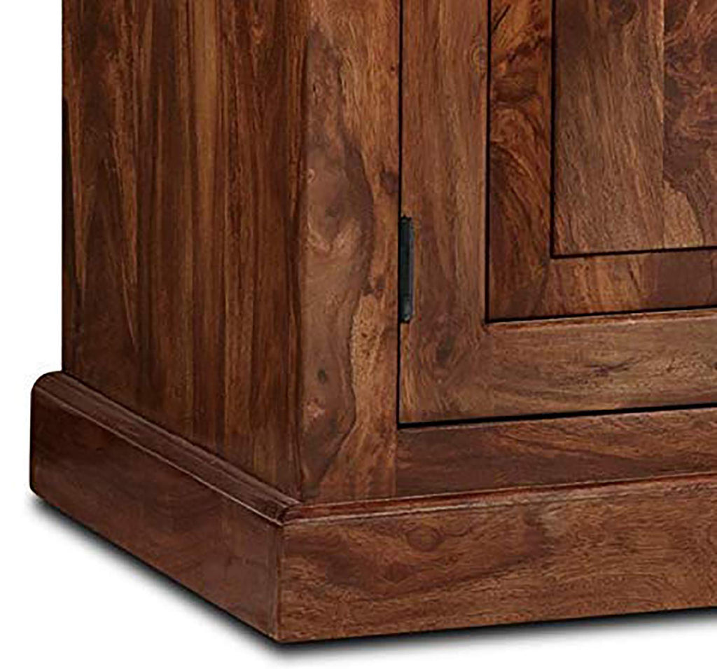 Solid Sheesham Wood TV Cabinet with 2 Door and 2 Open Shelves Storage for Living Room Kitchen Wooden Entertainment TV Unit Center Console TV Stand for Bedroom