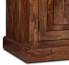 Solid Sheesham Wood TV Cabinet with 2 Door and 2 Open Shelves Storage for Living Room Kitchen Wooden Entertainment TV Unit Center Console TV Stand for Bedroom