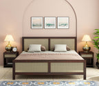 Sheesham Wood Cane King Size Bed Without Storage Solid Wood Cot Palang Double Bed Furniture for Bedroom Living Room