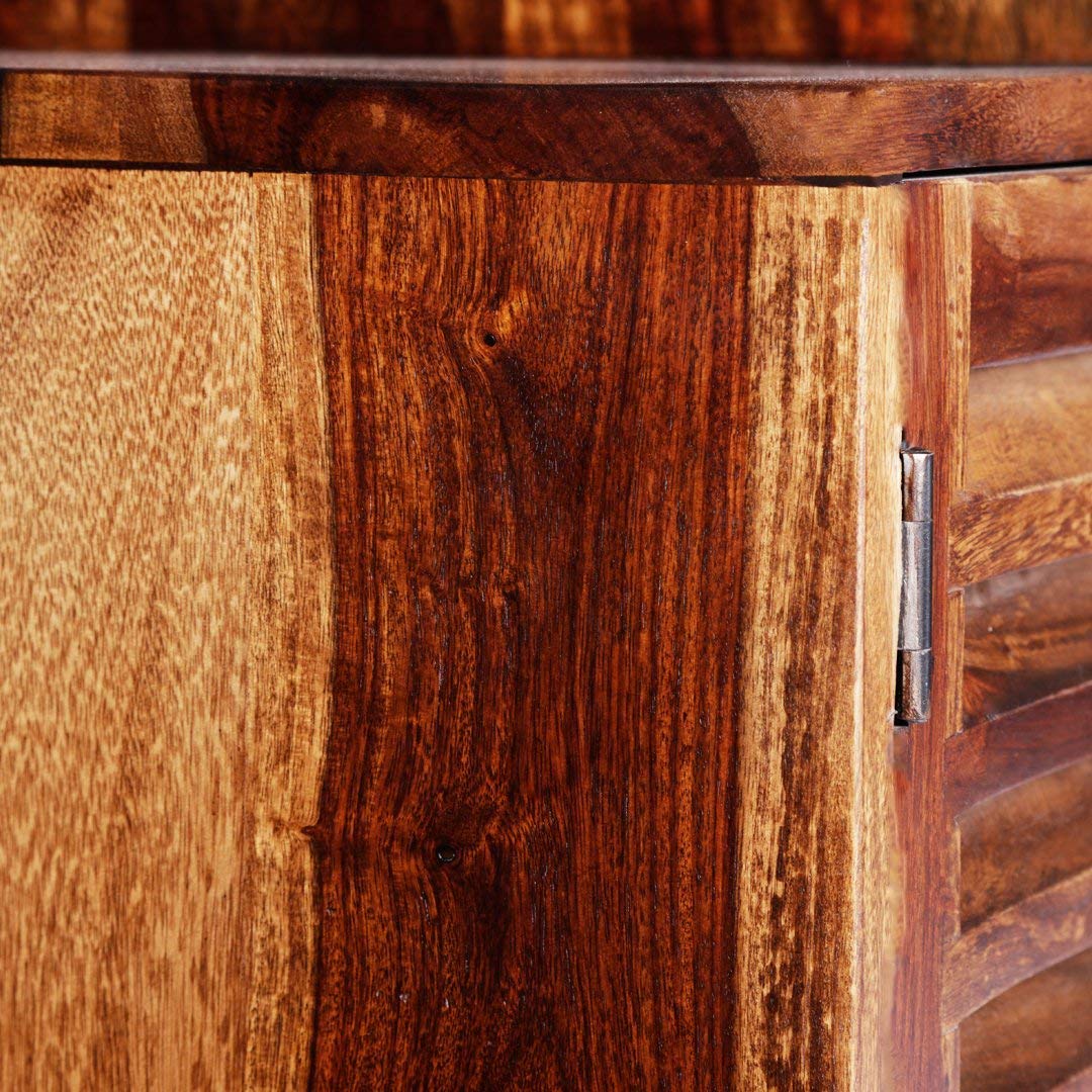 Solid Sheesham Wood Step Multipurpose Storage Cabinet 4 Drawer and 2 Shutter Design Doors for Living Room Wooden Shoe Rack Cabinet Footwear Stand Organizer Furniture