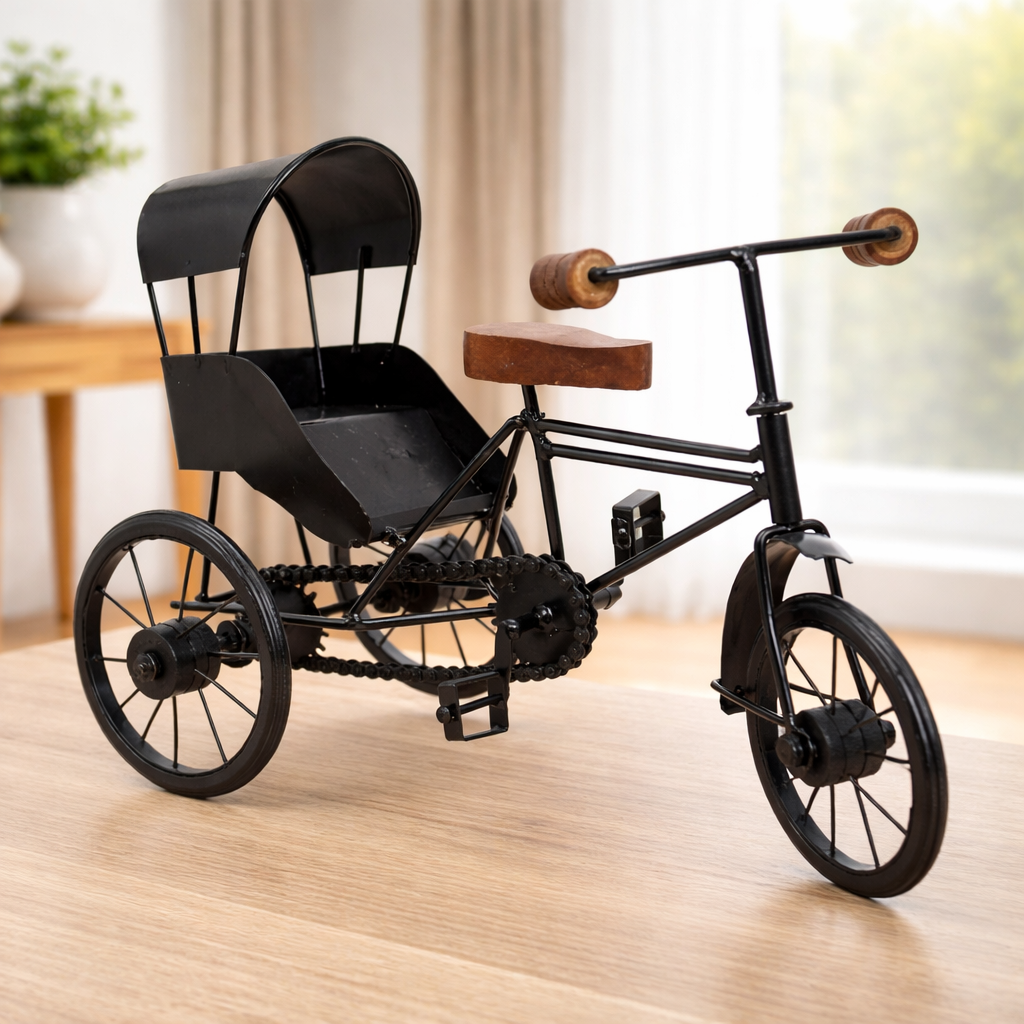 DEV WOOD DECOR Metal Rickshaw Showpiece (13 Inch)